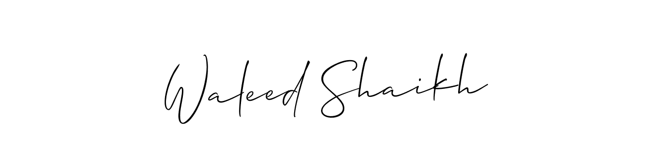 The best way (Allison_Script) to make a short signature is to pick only two or three words in your name. The name Waleed Shaikh include a total of six letters. For converting this name. Waleed Shaikh signature style 2 images and pictures png