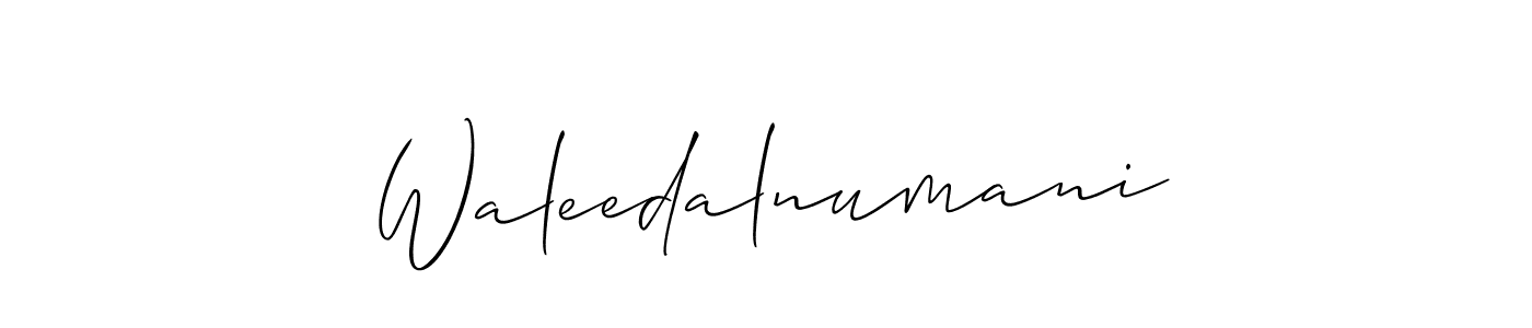Similarly Allison_Script is the best handwritten signature design. Signature creator online .You can use it as an online autograph creator for name Waleedalnumani. Waleedalnumani signature style 2 images and pictures png