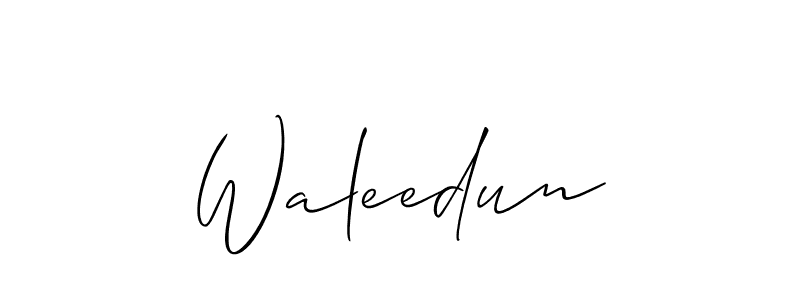 The best way (Allison_Script) to make a short signature is to pick only two or three words in your name. The name Waleedun include a total of six letters. For converting this name. Waleedun signature style 2 images and pictures png