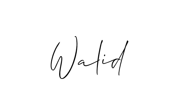 You should practise on your own different ways (Allison_Script) to write your name (Walid ) in signature. don't let someone else do it for you. Walid  signature style 2 images and pictures png