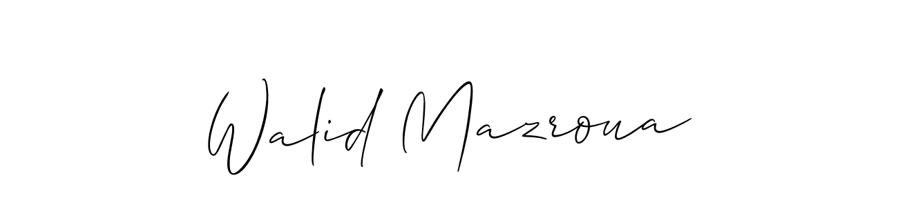 if you are searching for the best signature style for your name Walid Mazroua. so please give up your signature search. here we have designed multiple signature styles  using Allison_Script. Walid Mazroua signature style 2 images and pictures png