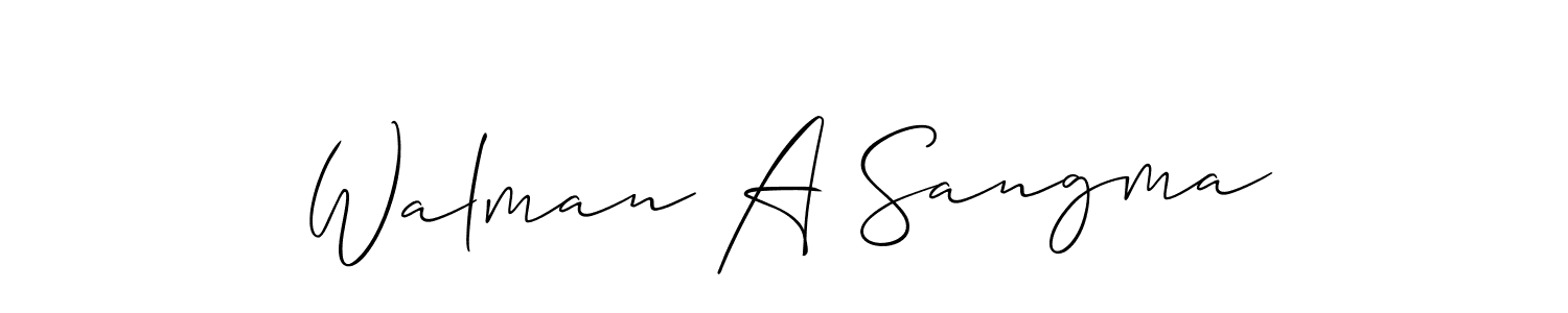 Make a short Walman A Sangma signature style. Manage your documents anywhere anytime using Allison_Script. Create and add eSignatures, submit forms, share and send files easily. Walman A Sangma signature style 2 images and pictures png