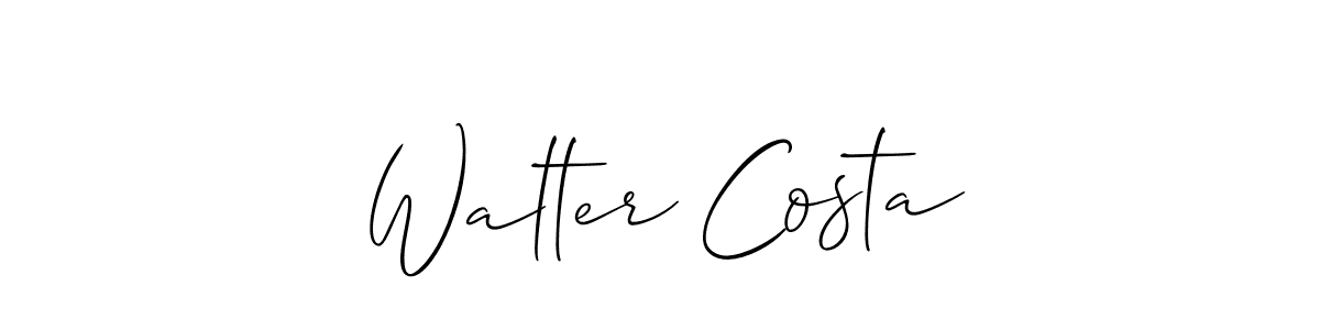 This is the best signature style for the Walter Costa name. Also you like these signature font (Allison_Script). Mix name signature. Walter Costa signature style 2 images and pictures png