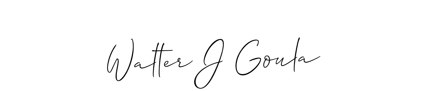 How to make Walter J Goula name signature. Use Allison_Script style for creating short signs online. This is the latest handwritten sign. Walter J Goula signature style 2 images and pictures png