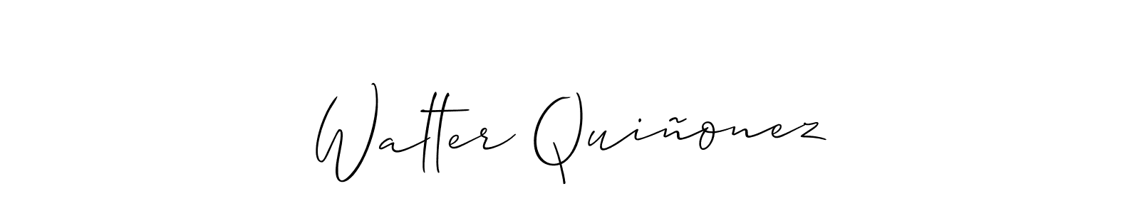 You should practise on your own different ways (Allison_Script) to write your name (Walter Quiñonez) in signature. don't let someone else do it for you. Walter Quiñonez signature style 2 images and pictures png