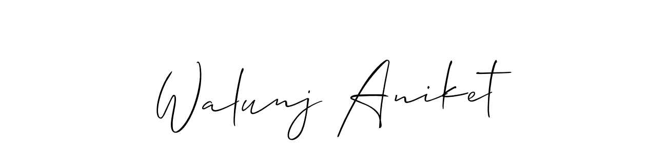 Also You can easily find your signature by using the search form. We will create Walunj Aniket name handwritten signature images for you free of cost using Allison_Script sign style. Walunj Aniket signature style 2 images and pictures png