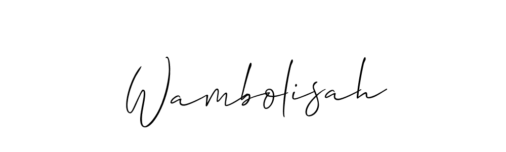 How to make Wambolisah name signature. Use Allison_Script style for creating short signs online. This is the latest handwritten sign. Wambolisah signature style 2 images and pictures png