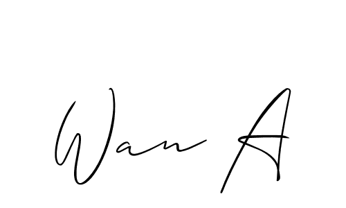 The best way (Allison_Script) to make a short signature is to pick only two or three words in your name. The name Wan A include a total of six letters. For converting this name. Wan A signature style 2 images and pictures png