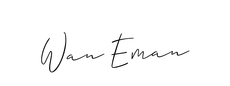 It looks lik you need a new signature style for name Wan Eman. Design unique handwritten (Allison_Script) signature with our free signature maker in just a few clicks. Wan Eman signature style 2 images and pictures png