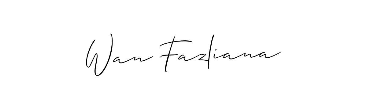 Make a beautiful signature design for name Wan Fazliana. With this signature (Allison_Script) style, you can create a handwritten signature for free. Wan Fazliana signature style 2 images and pictures png