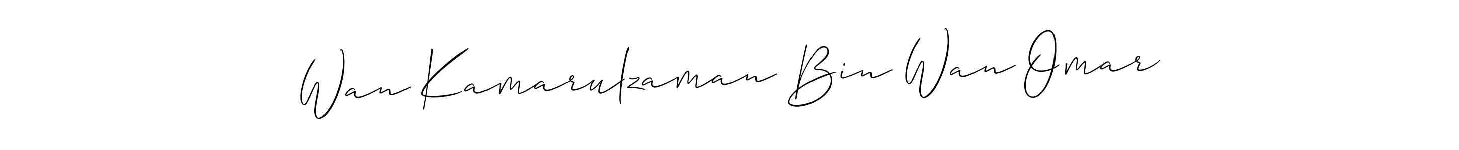 How to make Wan Kamarulzaman Bin Wan Omar name signature. Use Allison_Script style for creating short signs online. This is the latest handwritten sign. Wan Kamarulzaman Bin Wan Omar signature style 2 images and pictures png