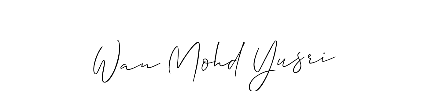 Also You can easily find your signature by using the search form. We will create Wan Mohd Yusri name handwritten signature images for you free of cost using Allison_Script sign style. Wan Mohd Yusri signature style 2 images and pictures png