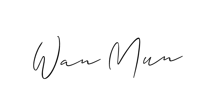 Similarly Allison_Script is the best handwritten signature design. Signature creator online .You can use it as an online autograph creator for name Wan Mun. Wan Mun signature style 2 images and pictures png