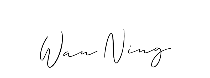 The best way (Allison_Script) to make a short signature is to pick only two or three words in your name. The name Wan Ning include a total of six letters. For converting this name. Wan Ning signature style 2 images and pictures png