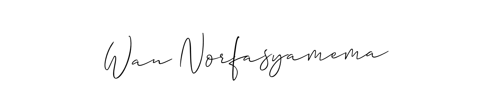 You should practise on your own different ways (Allison_Script) to write your name (Wan Norfasyamema) in signature. don't let someone else do it for you. Wan Norfasyamema signature style 2 images and pictures png