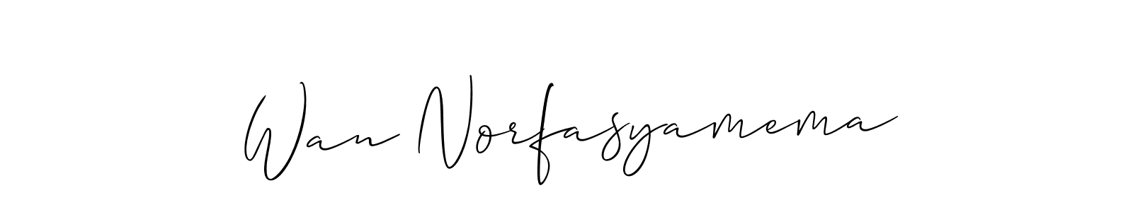 You should practise on your own different ways (Allison_Script) to write your name (Wan Norfasyamema) in signature. don't let someone else do it for you. Wan Norfasyamema signature style 2 images and pictures png