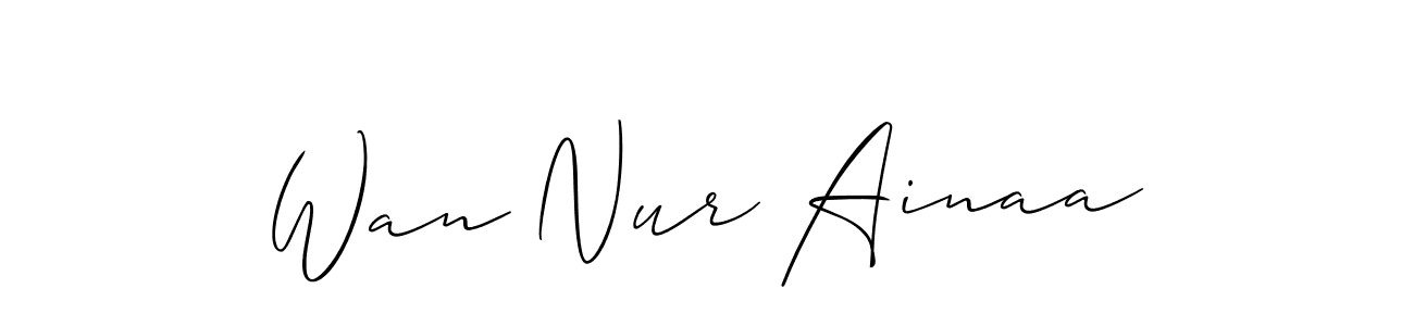 Also You can easily find your signature by using the search form. We will create Wan Nur Ainaa name handwritten signature images for you free of cost using Allison_Script sign style. Wan Nur Ainaa signature style 2 images and pictures png