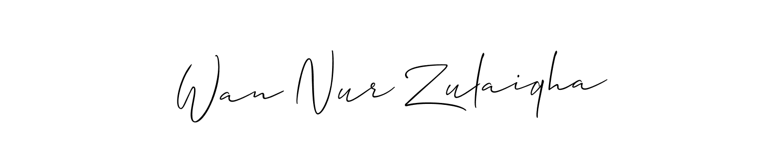 Make a short Wan Nur Zulaiqha signature style. Manage your documents anywhere anytime using Allison_Script. Create and add eSignatures, submit forms, share and send files easily. Wan Nur Zulaiqha signature style 2 images and pictures png