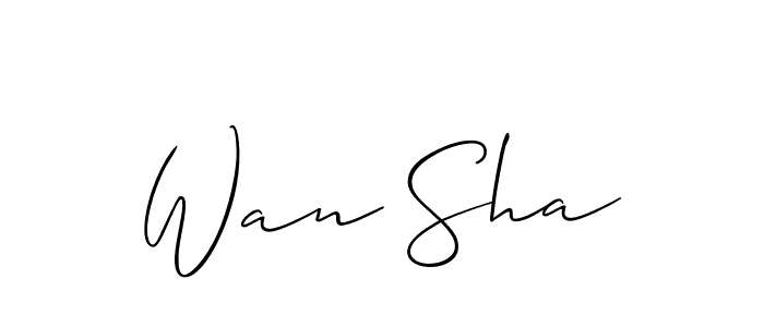 The best way (Allison_Script) to make a short signature is to pick only two or three words in your name. The name Wan Sha include a total of six letters. For converting this name. Wan Sha signature style 2 images and pictures png