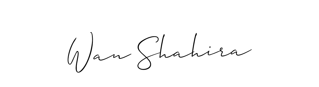 Allison_Script is a professional signature style that is perfect for those who want to add a touch of class to their signature. It is also a great choice for those who want to make their signature more unique. Get Wan Shahira name to fancy signature for free. Wan Shahira signature style 2 images and pictures png