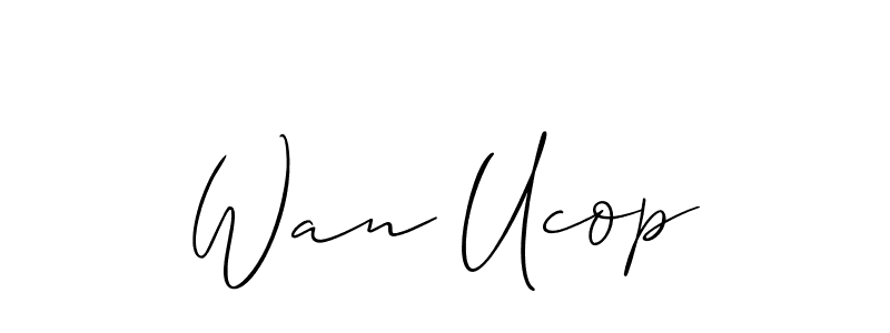 How to Draw Wan Ucop signature style? Allison_Script is a latest design signature styles for name Wan Ucop. Wan Ucop signature style 2 images and pictures png
