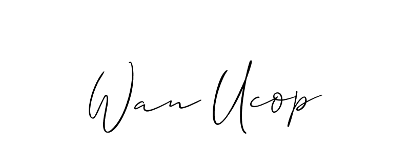 Similarly Allison_Script is the best handwritten signature design. Signature creator online .You can use it as an online autograph creator for name Wan Ucop. Wan Ucop signature style 2 images and pictures png