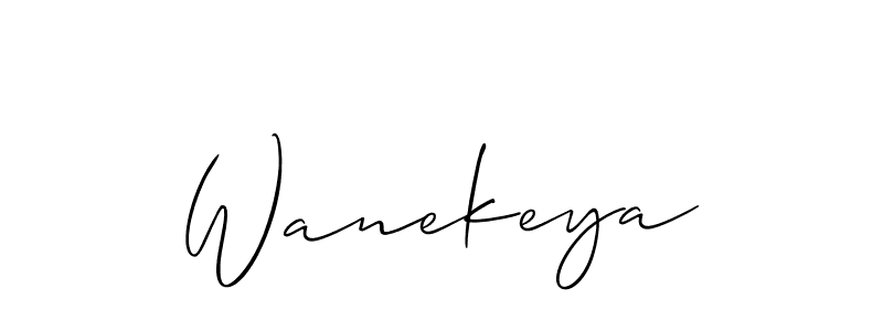 Make a beautiful signature design for name Wanekeya. With this signature (Allison_Script) style, you can create a handwritten signature for free. Wanekeya signature style 2 images and pictures png