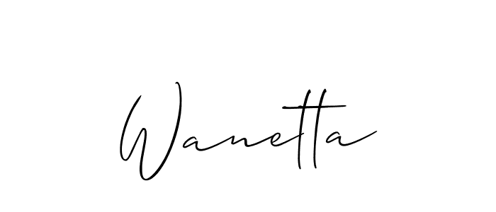 Create a beautiful signature design for name Wanetta. With this signature (Allison_Script) fonts, you can make a handwritten signature for free. Wanetta signature style 2 images and pictures png