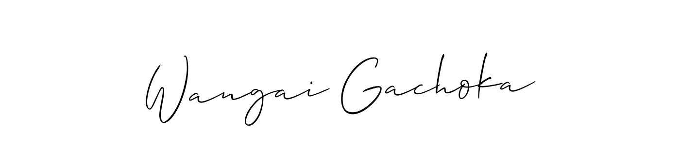 Use a signature maker to create a handwritten signature online. With this signature software, you can design (Allison_Script) your own signature for name Wangai Gachoka. Wangai Gachoka signature style 2 images and pictures png