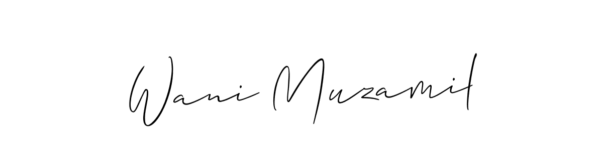 How to make Wani Muzamil name signature. Use Allison_Script style for creating short signs online. This is the latest handwritten sign. Wani Muzamil signature style 2 images and pictures png