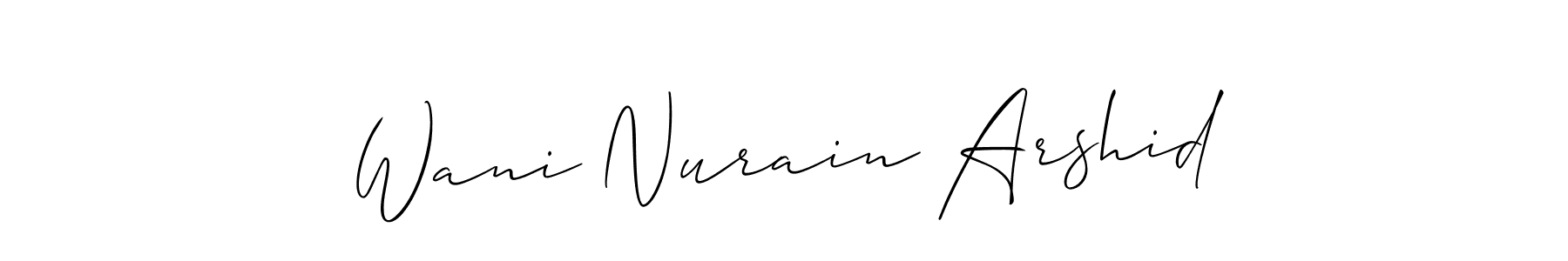 Check out images of Autograph of Wani Nurain Arshid name. Actor Wani Nurain Arshid Signature Style. Allison_Script is a professional sign style online. Wani Nurain Arshid signature style 2 images and pictures png
