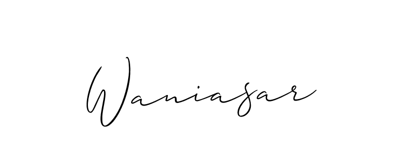 Also You can easily find your signature by using the search form. We will create Waniasar name handwritten signature images for you free of cost using Allison_Script sign style. Waniasar signature style 2 images and pictures png