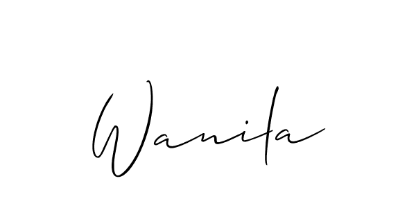 Use a signature maker to create a handwritten signature online. With this signature software, you can design (Allison_Script) your own signature for name Wanila. Wanila signature style 2 images and pictures png