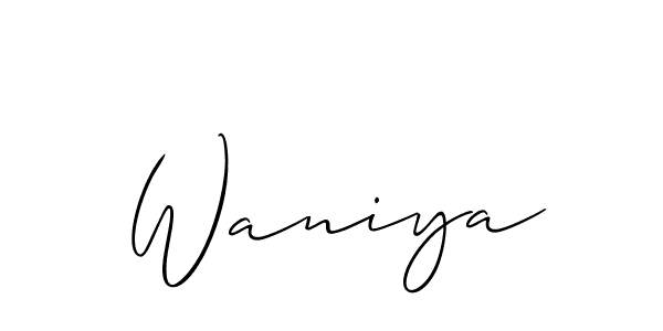 Waniya stylish signature style. Best Handwritten Sign (Allison_Script) for my name. Handwritten Signature Collection Ideas for my name Waniya. Waniya signature style 2 images and pictures png