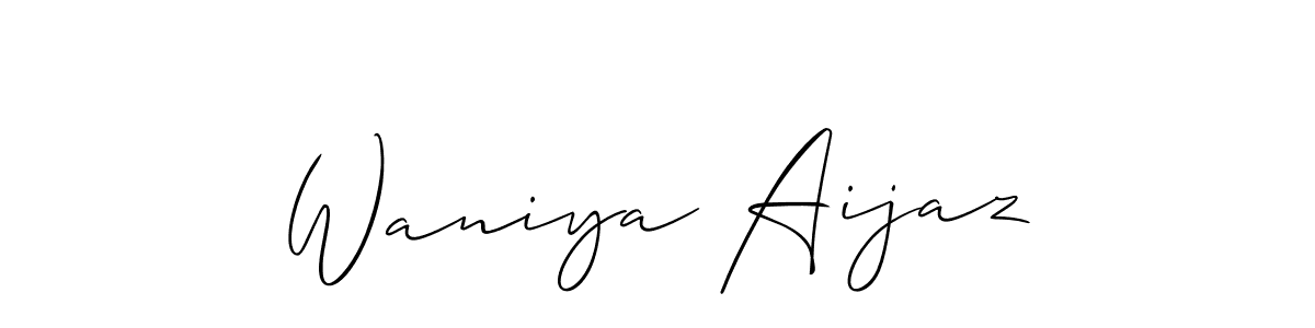 Also You can easily find your signature by using the search form. We will create Waniya Aijaz name handwritten signature images for you free of cost using Allison_Script sign style. Waniya Aijaz signature style 2 images and pictures png