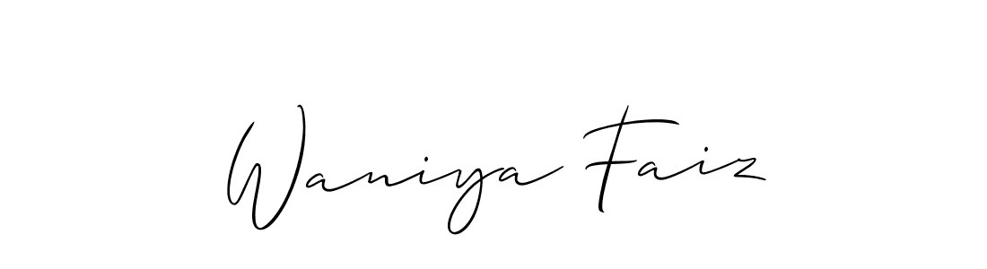 Create a beautiful signature design for name Waniya Faiz. With this signature (Allison_Script) fonts, you can make a handwritten signature for free. Waniya Faiz signature style 2 images and pictures png