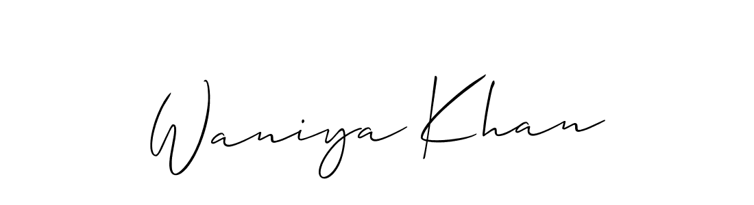 The best way (Allison_Script) to make a short signature is to pick only two or three words in your name. The name Waniya Khan include a total of six letters. For converting this name. Waniya Khan signature style 2 images and pictures png