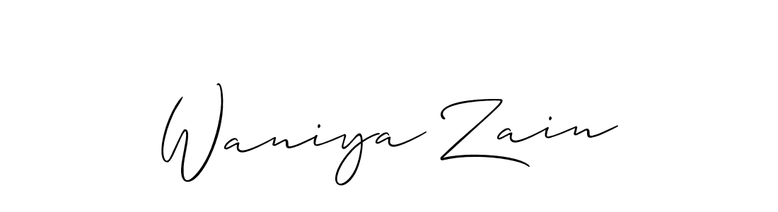 Make a beautiful signature design for name Waniya Zain. With this signature (Allison_Script) style, you can create a handwritten signature for free. Waniya Zain signature style 2 images and pictures png