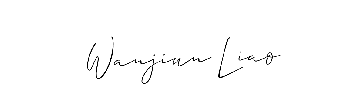 Allison_Script is a professional signature style that is perfect for those who want to add a touch of class to their signature. It is also a great choice for those who want to make their signature more unique. Get Wanjiun Liao name to fancy signature for free. Wanjiun Liao signature style 2 images and pictures png