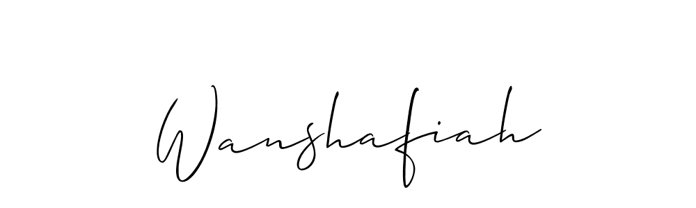 Also You can easily find your signature by using the search form. We will create Wanshafiah name handwritten signature images for you free of cost using Allison_Script sign style. Wanshafiah signature style 2 images and pictures png