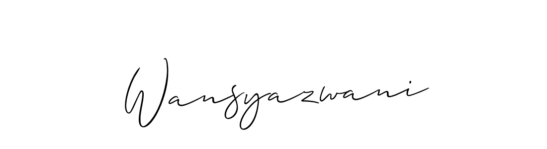 Allison_Script is a professional signature style that is perfect for those who want to add a touch of class to their signature. It is also a great choice for those who want to make their signature more unique. Get Wansyazwani name to fancy signature for free. Wansyazwani signature style 2 images and pictures png