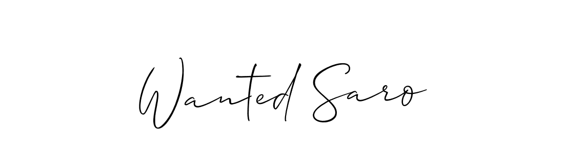 Create a beautiful signature design for name Wanted Saro. With this signature (Allison_Script) fonts, you can make a handwritten signature for free. Wanted Saro signature style 2 images and pictures png