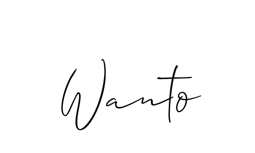 It looks lik you need a new signature style for name Wanto. Design unique handwritten (Allison_Script) signature with our free signature maker in just a few clicks. Wanto signature style 2 images and pictures png