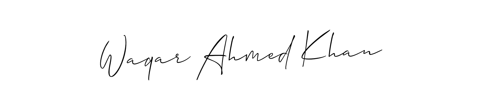 Use a signature maker to create a handwritten signature online. With this signature software, you can design (Allison_Script) your own signature for name Waqar Ahmed Khan. Waqar Ahmed Khan signature style 2 images and pictures png