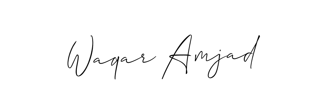 if you are searching for the best signature style for your name Waqar Amjad. so please give up your signature search. here we have designed multiple signature styles  using Allison_Script. Waqar Amjad signature style 2 images and pictures png