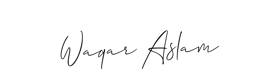 Allison_Script is a professional signature style that is perfect for those who want to add a touch of class to their signature. It is also a great choice for those who want to make their signature more unique. Get Waqar Aslam name to fancy signature for free. Waqar Aslam signature style 2 images and pictures png