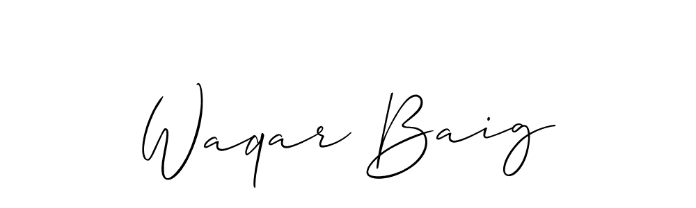 if you are searching for the best signature style for your name Waqar Baig. so please give up your signature search. here we have designed multiple signature styles  using Allison_Script. Waqar Baig signature style 2 images and pictures png