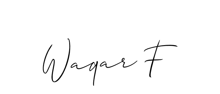 Use a signature maker to create a handwritten signature online. With this signature software, you can design (Allison_Script) your own signature for name Waqar F. Waqar F signature style 2 images and pictures png