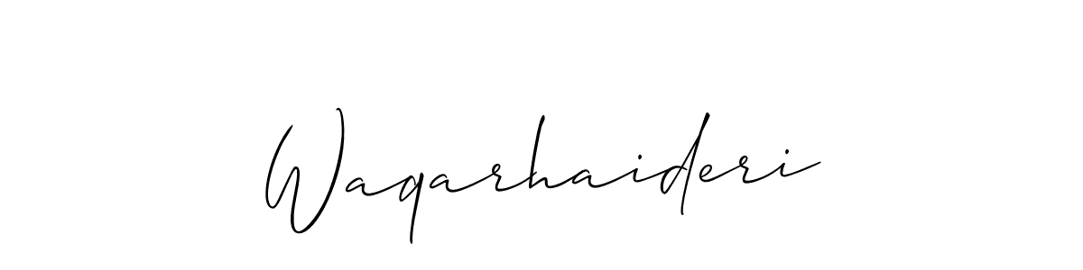 How to make Waqarhaideri name signature. Use Allison_Script style for creating short signs online. This is the latest handwritten sign. Waqarhaideri signature style 2 images and pictures png