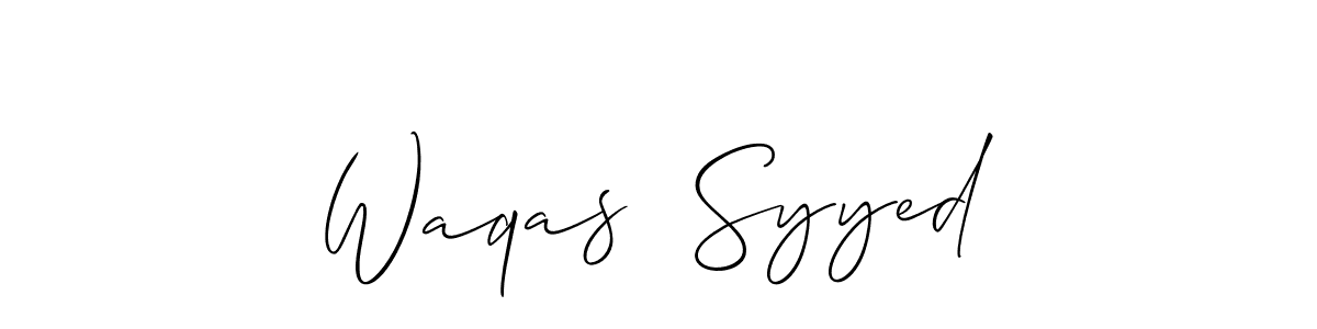 This is the best signature style for the Waqas  Syyed name. Also you like these signature font (Allison_Script). Mix name signature. Waqas  Syyed signature style 2 images and pictures png